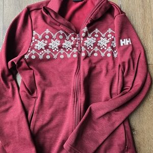 Helly Hansen Red Floral Zip-Up Jacket
